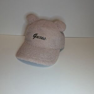Guess Light Beige Fuzzy Bear Cap